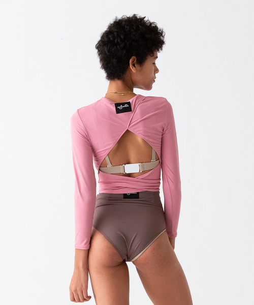 GUACAMOLE（ガカモレ）の「RASH TOPS / ラッシュトップス（ラッシュガード・レディース・ブラック/スモークピンク/ブラウン・MEDIUM）」の6枚目の写真