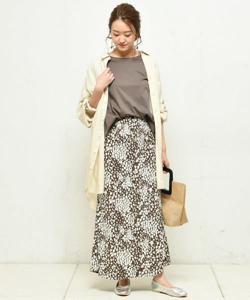 DouDou(ドゥドゥ)の「綿シルクビッグTシャツ(Tシャツ/カットソー・レディース・オフホワイト/ベージュ/ピンク/カーキ/ブラック・FREE)」の19枚目の写真