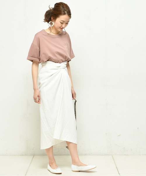 DouDou(ドゥドゥ)の「綿シルクビッグTシャツ(Tシャツ/カットソー・レディース・オフホワイト/ベージュ/ピンク/カーキ/ブラック・FREE)」の15枚目の写真