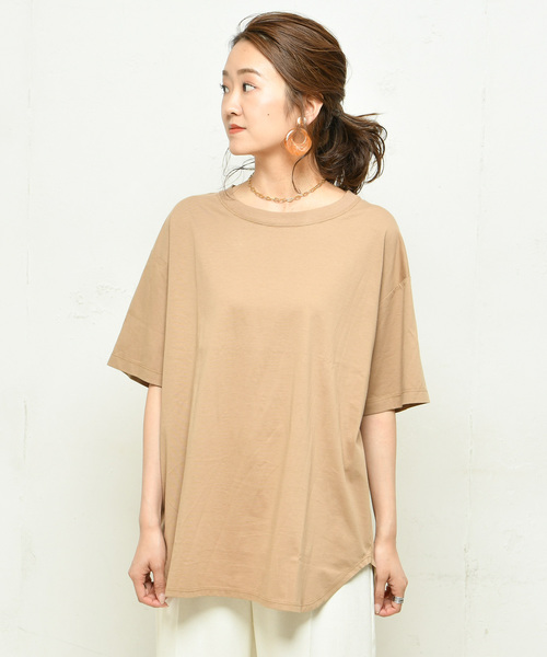 DouDou(ドゥドゥ)の「綿シルクビッグTシャツ(Tシャツ/カットソー・レディース・オフホワイト/ベージュ/ピンク/カーキ/ブラック・FREE)」の22枚目の写真