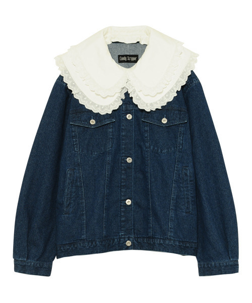Candy Stripper(キャンディストリッパー)の「FRILL COLLAR ジャケット(デニムジャケット・レディース・ブラック/インディゴブルー/ライトインディゴブルー・1/2)」の3枚目の写真