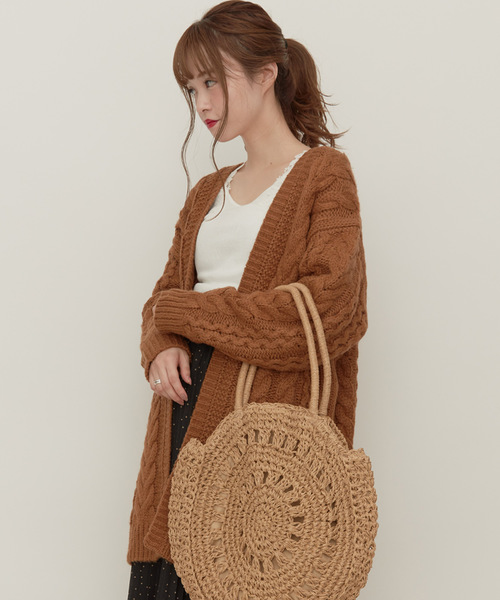 世界的にのカーディガン Music Ecology アースミュージックアンドエコロジー のカーディガン ケーブルロングカーディガン を購入できます マルチサイズ Earthケーブルロングカーディガン カーディガン Earth Music Ecology アース