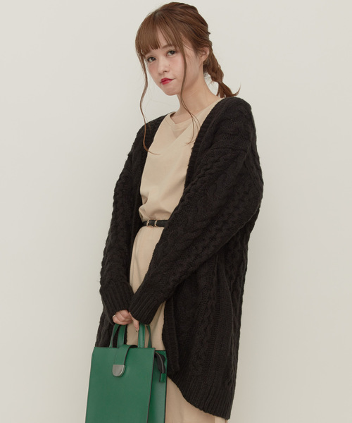 世界的にのカーディガン Music Ecology アースミュージックアンドエコロジー のカーディガン ケーブルロングカーディガン を購入できます マルチサイズ Earthケーブルロングカーディガン カーディガン Earth Music Ecology アース