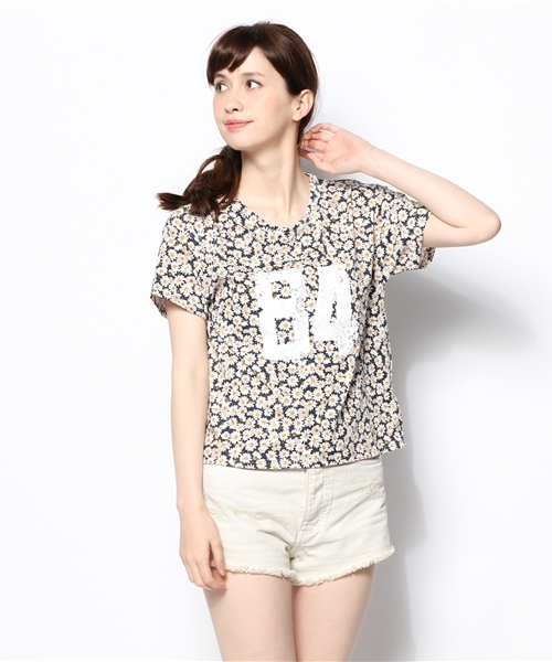 Ray BEAMS（レイビームス）の「Ray BEAMS / "84"ナンバー フラワープリントT（Tシャツ/カットソー・レディース・サックスブルー/ネイビー・ONE SIZE）」の2枚目の写真