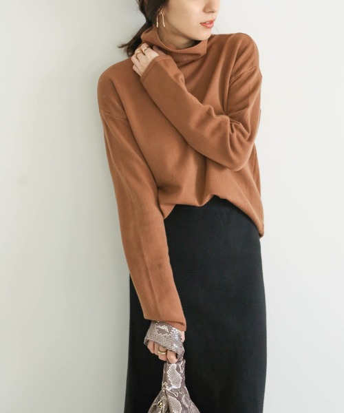 select MOCA（セレクトモカ）の「ニュアンスタイトフレアニットスカート(ウエストゴムミモレ丈ニットスカート)（スカート・レディース・ブラック/ブラウン/グレイッシュベージュ・FREE）」の20枚目の写真