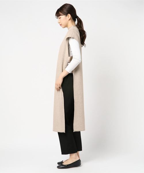 PARKS TOKYO SELECT（パークストウキョウセレクト）の「ｻｲﾄﾞｽﾘｯﾄﾛﾝｸﾞﾆｯﾄ（ニット/セーター・レディース・ブラック/ベージュ/ブラウン・FREE）」の4枚目の写真