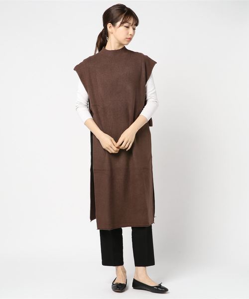 PARKS TOKYO SELECT（パークストウキョウセレクト）の「ｻｲﾄﾞｽﾘｯﾄﾛﾝｸﾞﾆｯﾄ（ニット/セーター・レディース・ブラック/ベージュ/ブラウン・FREE）」の8枚目の写真