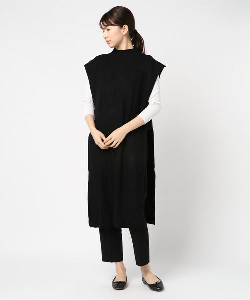 PARKS TOKYO SELECT（パークストウキョウセレクト）の「ｻｲﾄﾞｽﾘｯﾄﾛﾝｸﾞﾆｯﾄ（ニット/セーター・レディース・ブラック/ベージュ/ブラウン・FREE）」の7枚目の写真