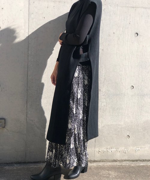 PARKS TOKYO SELECT（パークストウキョウセレクト）の「ｻｲﾄﾞｽﾘｯﾄﾛﾝｸﾞﾆｯﾄ（ニット/セーター・レディース・ブラック/ベージュ/ブラウン・FREE）」の14枚目の写真