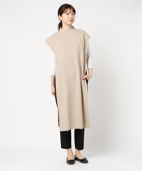 PARKS TOKYO SELECT（パークストウキョウセレクト）の「ｻｲﾄﾞｽﾘｯﾄﾛﾝｸﾞﾆｯﾄ（ニット/セーター・レディース・ブラック/ベージュ/ブラウン・FREE）」の6枚目の写真