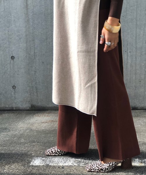 PARKS TOKYO SELECT（パークストウキョウセレクト）の「ｻｲﾄﾞｽﾘｯﾄﾛﾝｸﾞﾆｯﾄ（ニット/セーター・レディース・ブラック/ベージュ/ブラウン・FREE）」の16枚目の写真