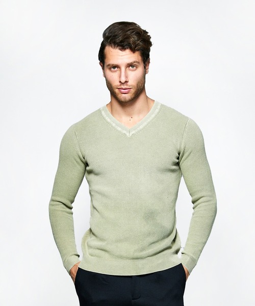 junhashimoto(ジュンハシモト)の「V NECK KNIT(ニット/セーター・メンズ・ネイビー/オレンジ/カーキ・4/3/5)」の3枚目の写真