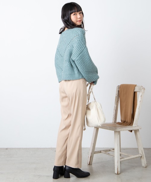 WEGO（ウィゴー）の「WEGO/透かしショートニット（ニット/セーター・レディース・ピンク/サックスブルー/アイボリー・FREE）」の15枚目の写真