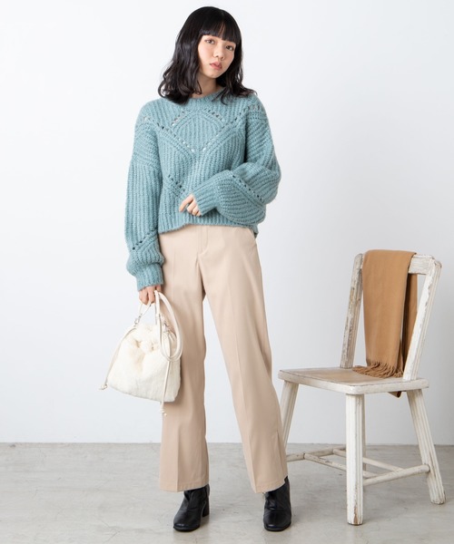 WEGO（ウィゴー）の「WEGO/透かしショートニット（ニット/セーター・レディース・ピンク/サックスブルー/アイボリー・FREE）」の12枚目の写真