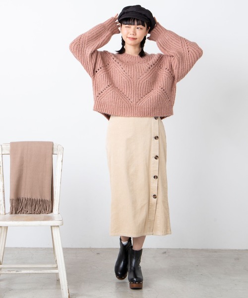 WEGO（ウィゴー）の「WEGO/透かしショートニット（ニット/セーター・レディース・ピンク/サックスブルー/アイボリー・FREE）」の22枚目の写真