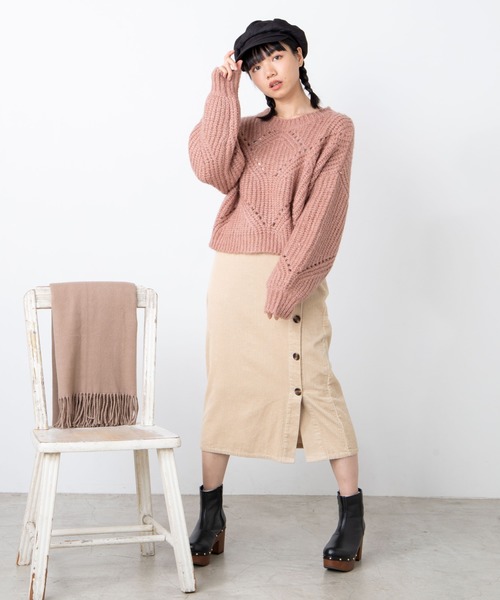 WEGO（ウィゴー）の「WEGO/透かしショートニット（ニット/セーター・レディース・ピンク/サックスブルー/アイボリー・FREE）」の20枚目の写真