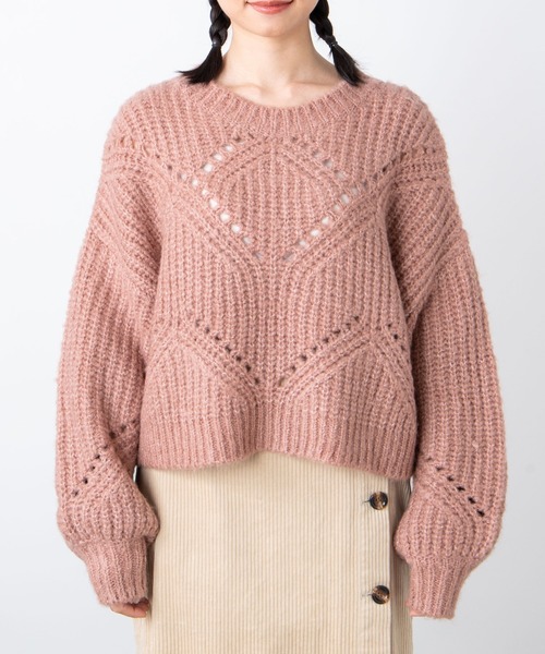 WEGO（ウィゴー）の「WEGO/透かしショートニット（ニット/セーター・レディース・ピンク/サックスブルー/アイボリー・FREE）」の13枚目の写真