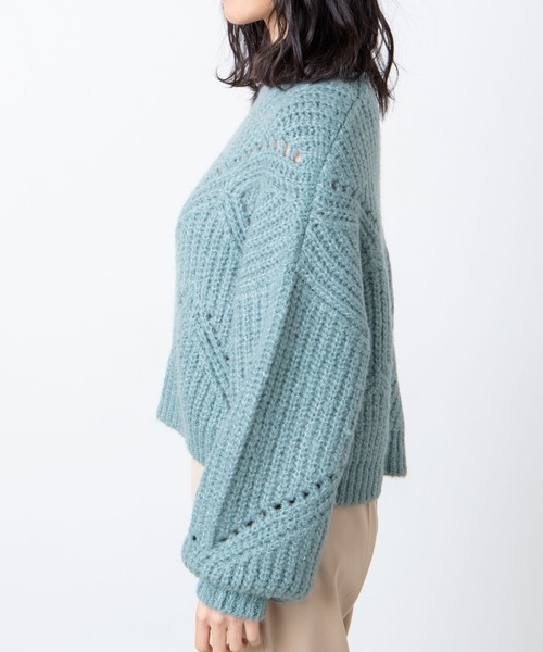 WEGO（ウィゴー）の「WEGO/透かしショートニット（ニット/セーター・レディース・ピンク/サックスブルー/アイボリー・FREE）」の5枚目の写真