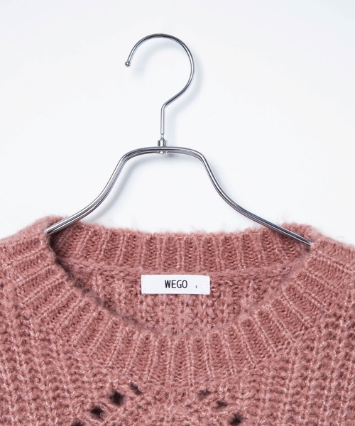 WEGO（ウィゴー）の「WEGO/透かしショートニット（ニット/セーター・レディース・ピンク/サックスブルー/アイボリー・FREE）」の8枚目の写真