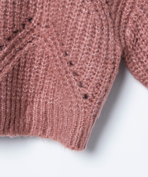 WEGO（ウィゴー）の「WEGO/透かしショートニット（ニット/セーター・レディース・ピンク/サックスブルー/アイボリー・FREE）」の6枚目の写真