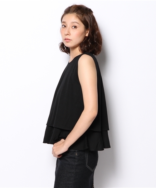 VIS(ビス)の「重ねAラインノースリーブプルオーバー(Tシャツ/カットソー・レディース・ブラック/ホワイト/オレンジ・MEDIUM)」の5枚目の写真