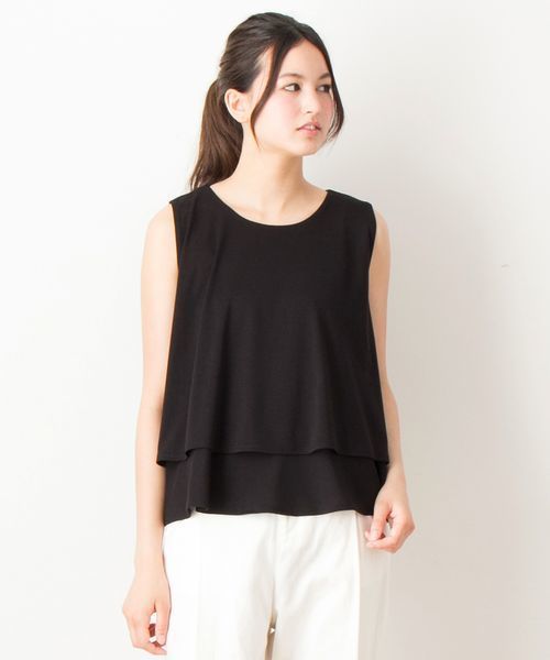 VIS(ビス)の「重ねAラインノースリーブプルオーバー(Tシャツ/カットソー・レディース・ブラック/ホワイト/オレンジ・MEDIUM)」の11枚目の写真