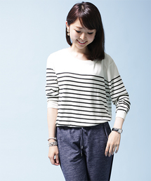 NANO universe | 【予約】バックレースボーダーニットプルオーバー(ニット/セーター)