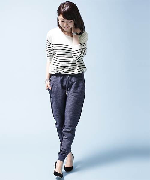 NANO universe（ナノユニバース）の「バックレースボーダーニットプルオーバー（ニット/セーター・レディース・オフホワイト/ブラック・FREE）」の3枚目の写真