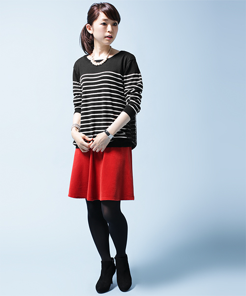 NANO universe（ナノユニバース）の「バックレースボーダーニットプルオーバー（ニット/セーター・レディース・オフホワイト/ブラック・FREE）」の5枚目の写真