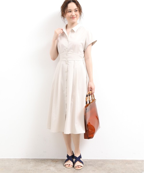 Vis ビス の Easy Care ハイウエスト切り替えシャツワンピース ワンピース Wear