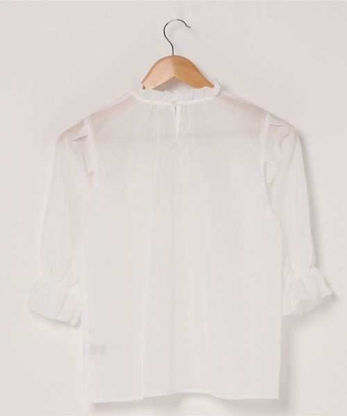 WEGO(ウィゴー)の「WEGO/フリルハイネック5分袖ブラウス(シャツ/ブラウス・レディース・ホワイト/ドット・FREE)」の16枚目の写真
