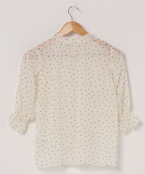 WEGO(ウィゴー)の「WEGO/フリルハイネック5分袖ブラウス(シャツ/ブラウス・レディース・ホワイト/ドット・FREE)」の18枚目の写真