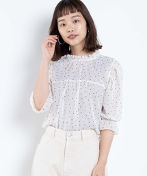 WEGO | WEGO/フリルハイネック5分袖ブラウス(シャツ/ブラウス)