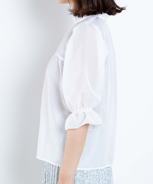 WEGO(ウィゴー)の「WEGO/フリルハイネック5分袖ブラウス(シャツ/ブラウス・レディース・ホワイト/ドット・FREE)」の11枚目の写真