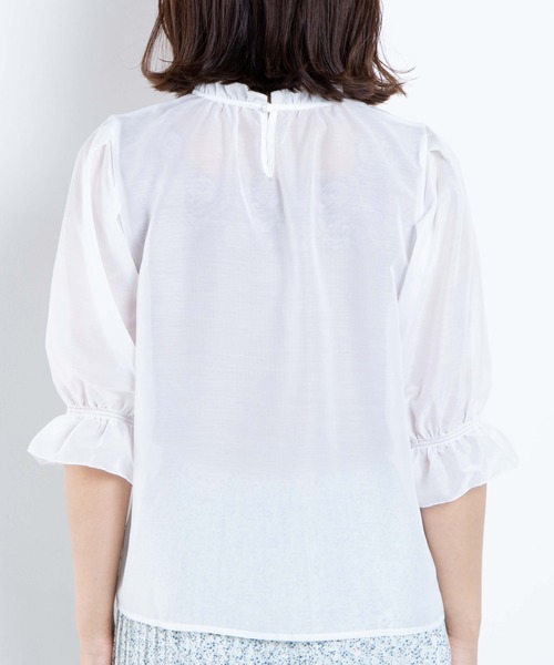 WEGO(ウィゴー)の「WEGO/フリルハイネック5分袖ブラウス(シャツ/ブラウス・レディース・ホワイト/ドット・FREE)」の12枚目の写真