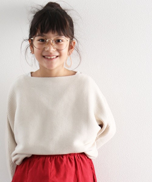 classicalelf（クラシカルエルフ）の「キッズ ドルマンスリーブボートネックリブニット(長袖)（ニット/セーター・キッズ・モカ/アイボリー/ベージュ/ブラック・140/150/130）」の17枚目の写真