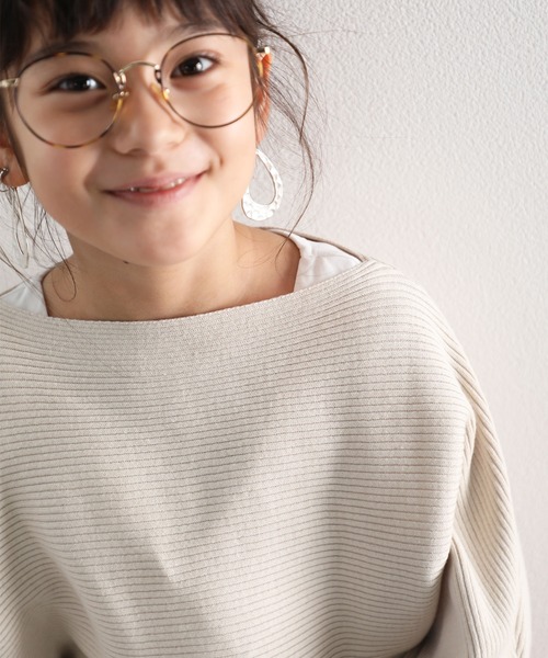 classicalelf（クラシカルエルフ）の「キッズ ドルマンスリーブボートネックリブニット(長袖)（ニット/セーター・キッズ・モカ/アイボリー/ベージュ/ブラック・140/150/130）」の16枚目の写真