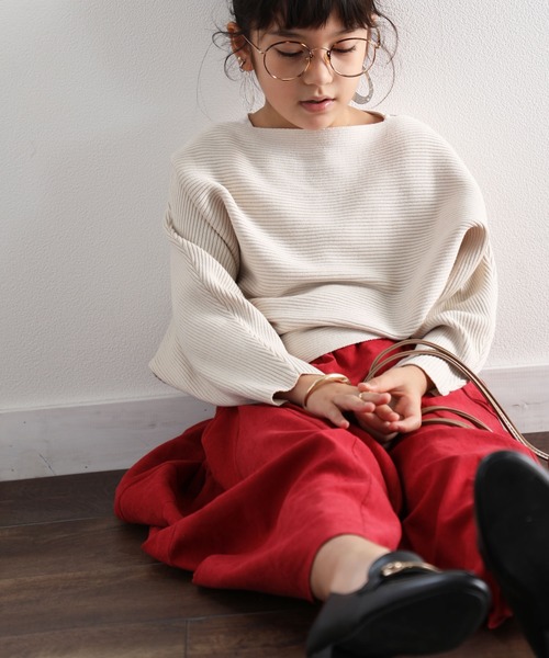 classicalelf（クラシカルエルフ）の「キッズ ドルマンスリーブボートネックリブニット(長袖)（ニット/セーター・キッズ・モカ/アイボリー/ベージュ/ブラック・140/150/130）」の11枚目の写真