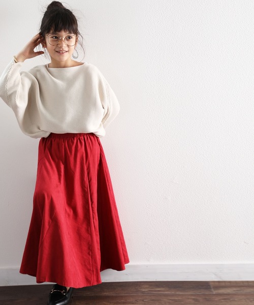 classicalelf（クラシカルエルフ）の「キッズ ドルマンスリーブボートネックリブニット(長袖)（ニット/セーター・キッズ・モカ/アイボリー/ベージュ/ブラック・140/150/130）」の12枚目の写真