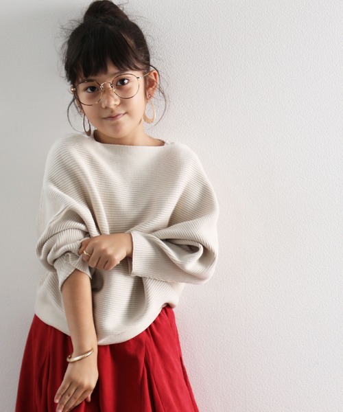 classicalelf（クラシカルエルフ）の「キッズ ドルマンスリーブボートネックリブニット(長袖)（ニット/セーター・キッズ・モカ/アイボリー/ベージュ/ブラック・140/150/130）」の10枚目の写真