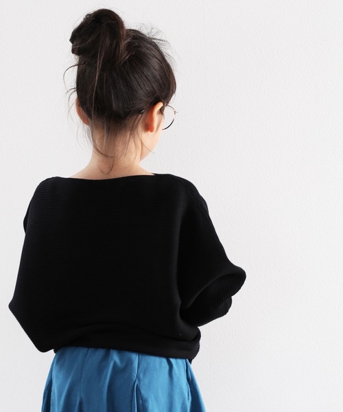 classicalelf（クラシカルエルフ）の「キッズ ドルマンスリーブボートネックリブニット(長袖)（ニット/セーター・キッズ・モカ/アイボリー/ベージュ/ブラック・140/150/130）」の7枚目の写真