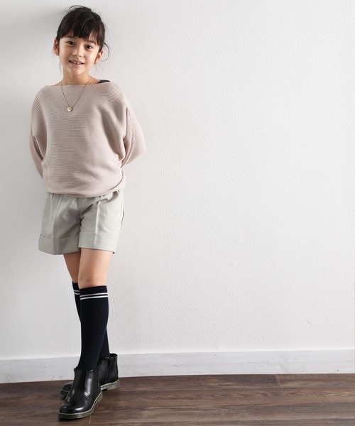 classicalelf（クラシカルエルフ）の「キッズ ドルマンスリーブボートネックリブニット(長袖)（ニット/セーター・キッズ・モカ/アイボリー/ベージュ/ブラック・140/150/130）」の6枚目の写真