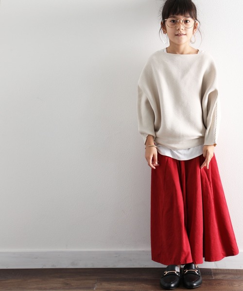 classicalelf（クラシカルエルフ）の「キッズ ドルマンスリーブボートネックリブニット(長袖)（ニット/セーター・キッズ・モカ/アイボリー/ベージュ/ブラック・140/150/130）」の15枚目の写真