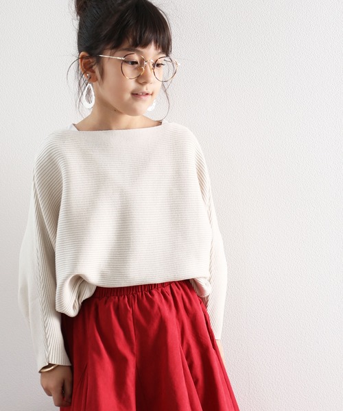classicalelf（クラシカルエルフ）の「キッズ ドルマンスリーブボートネックリブニット(長袖)（ニット/セーター・キッズ・モカ/アイボリー/ベージュ/ブラック・140/150/130）」の5枚目の写真