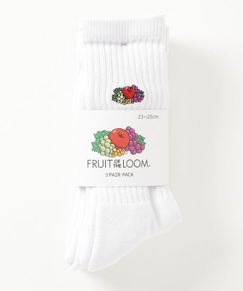 FRUIT OF THE LOOM(フルーツオブザルーム)の「WEGO/FRUIT OF THE LOOM 【3点セット】リブソックス(ソックス/靴下・レディース・ホワイト・FREE)」の2枚目の写真