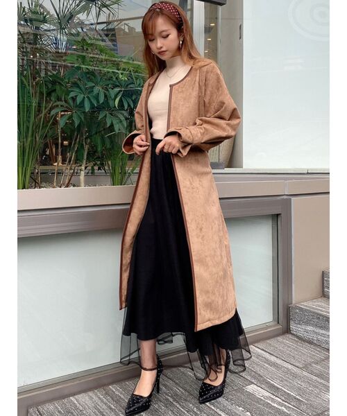 RESEXXY（リゼクシー）の「スエードタッチコート（その他アウター・レディース・ベージュ/ブラウン/カーキ・FREE）」の4枚目の写真