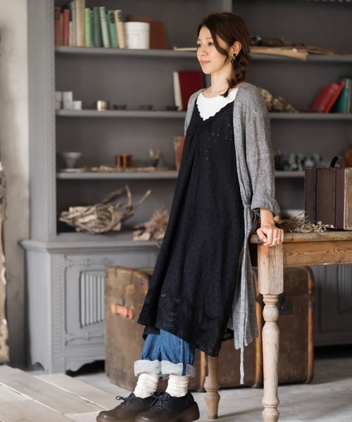 Armoire Armoire スカラップレース刺繍 スカラップレース刺繍 前後着用okキャミソールワンピース ワンピース