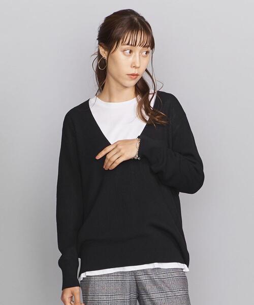 BEAUTY&YOUTH UNITED ARROWS（ビューティーアンドユースユナイテッドアローズ）の「BY 畦ディープVネックロングスリーブニットプルオーバー -ウォッシャブル-（ニット/セーター・レディース・モカ/ブラック/オフホワイト・FREE）」の11枚目の写真