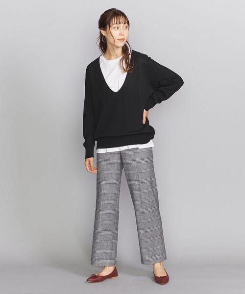 BEAUTY&YOUTH UNITED ARROWS（ビューティーアンドユースユナイテッドアローズ）の「BY 畦ディープVネックロングスリーブニットプルオーバー -ウォッシャブル-（ニット/セーター・レディース・モカ/ブラック/オフホワイト・FREE）」の12枚目の写真