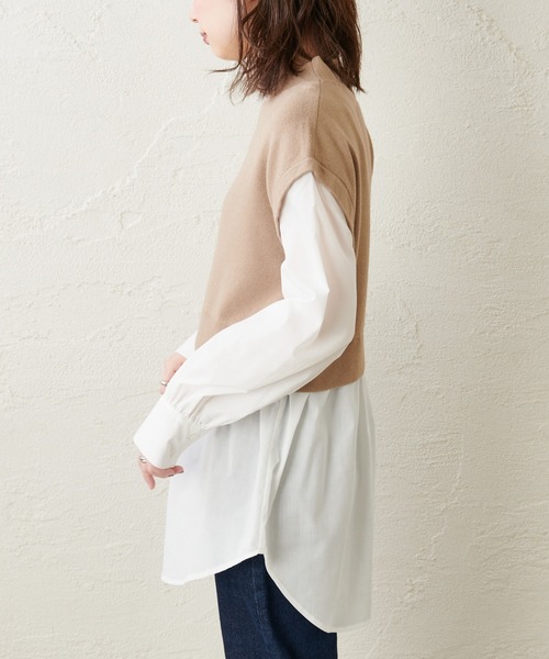 natural couture(ナチュラルクチュール)の「シャツドッキングニットプルオーバー(ニット/セーター・レディース・ブラック/ベージュ/モカ・FREE)」の17枚目の写真